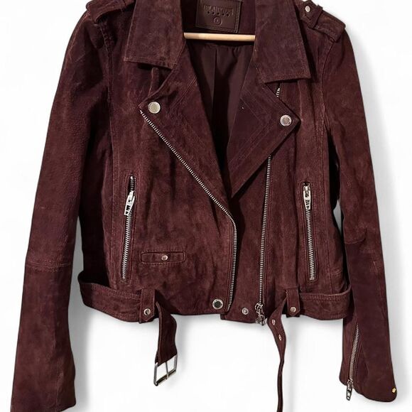 Blank NYC Genuine Soft Leather Moto style Jacket  In Burgundy - Picture 1 of 7
